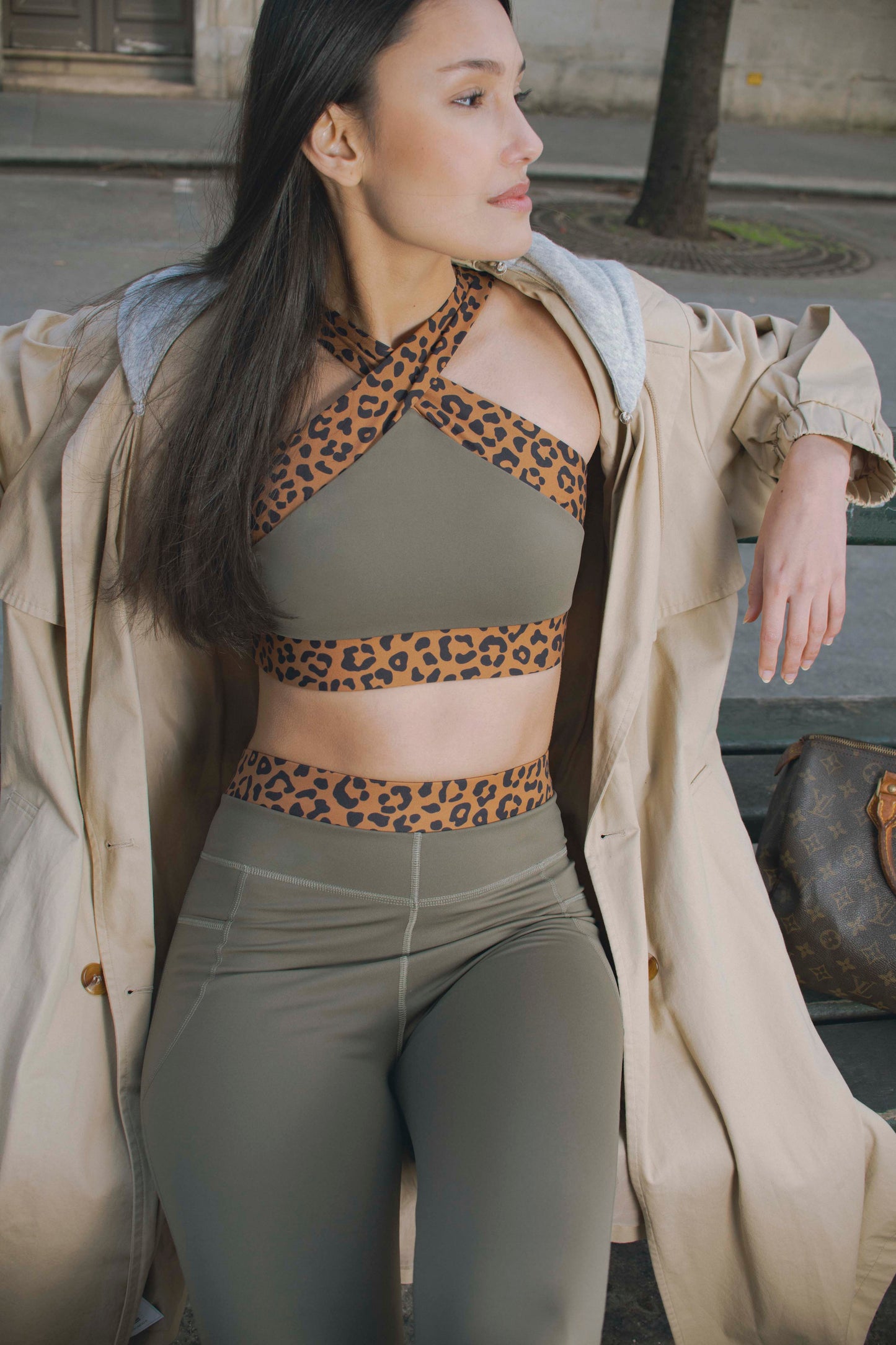 BRASSIÈRE YOKO CROISÉE KAKI & LEOPARD LOUERIS